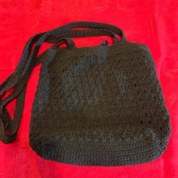 Black Crotchet Hobo Handbag - Picture 3 of 5